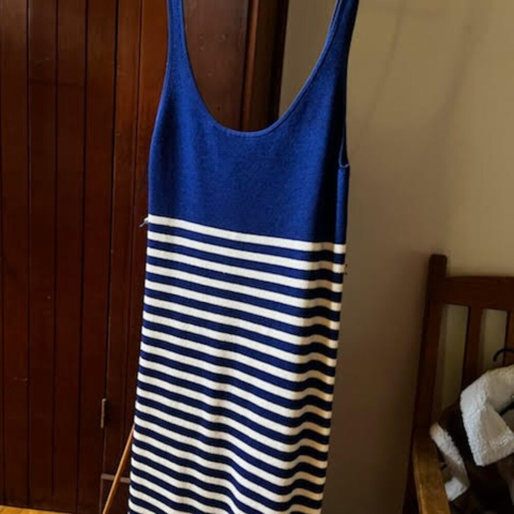 jcrew Cyan sweater dress in stripe